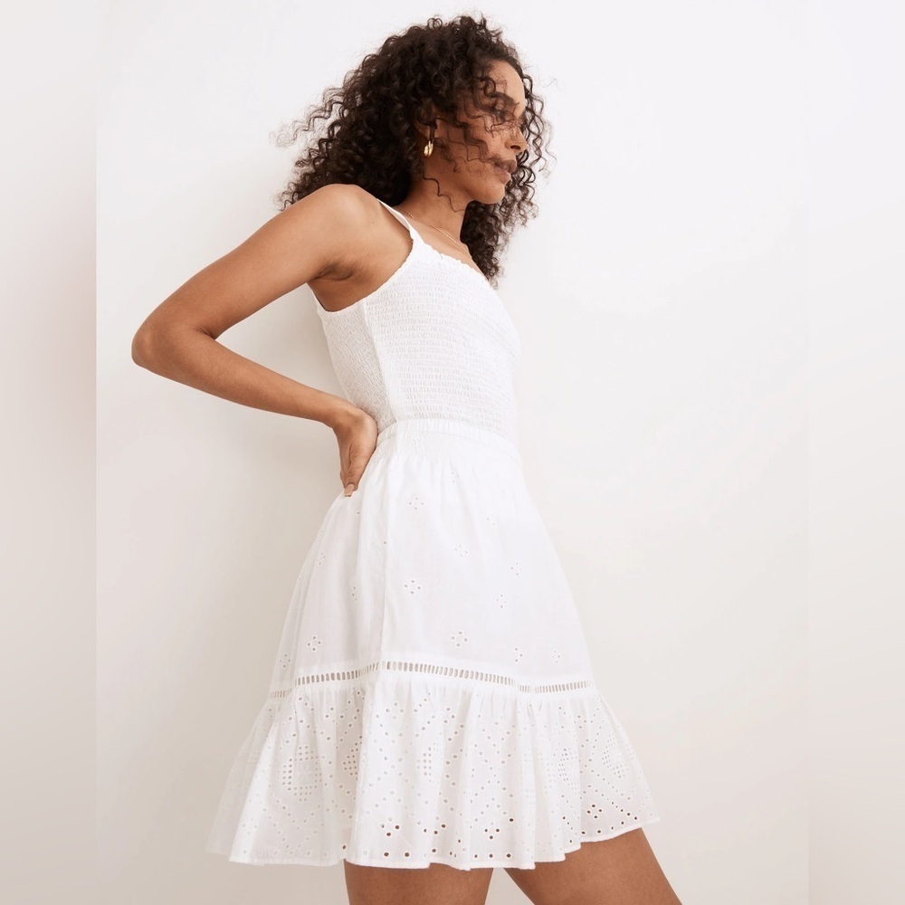 Madewell Embroidered Smock-Waist Ruffle Mini Skirt size XXS